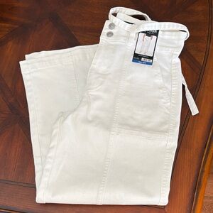 Hudson Jeans White Wide Leg Belted Pants